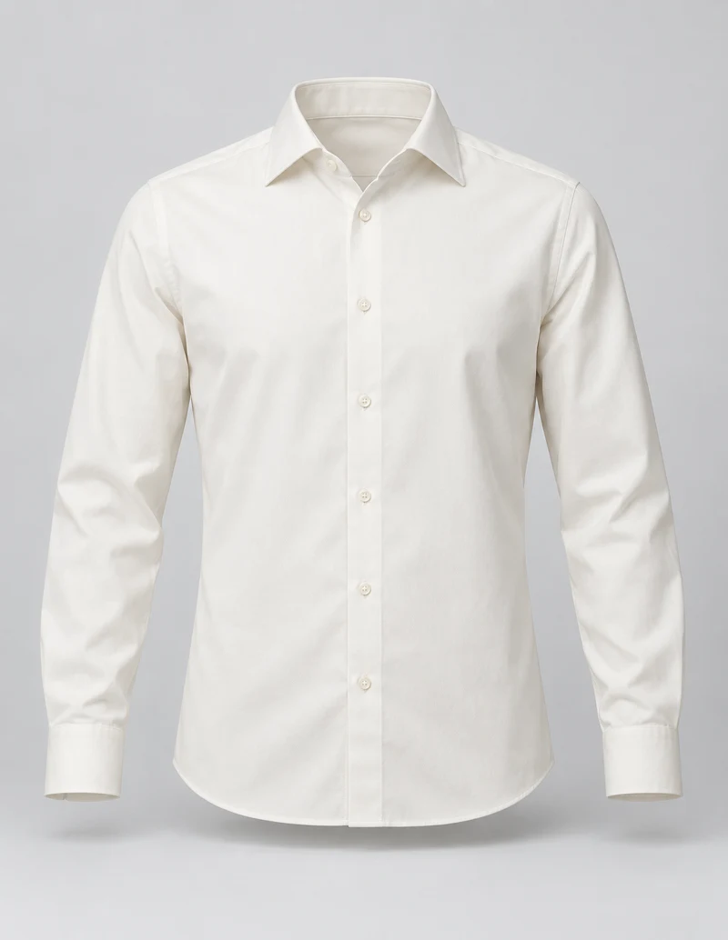 Ivory Signature Twill Shirt, Ivory, front view